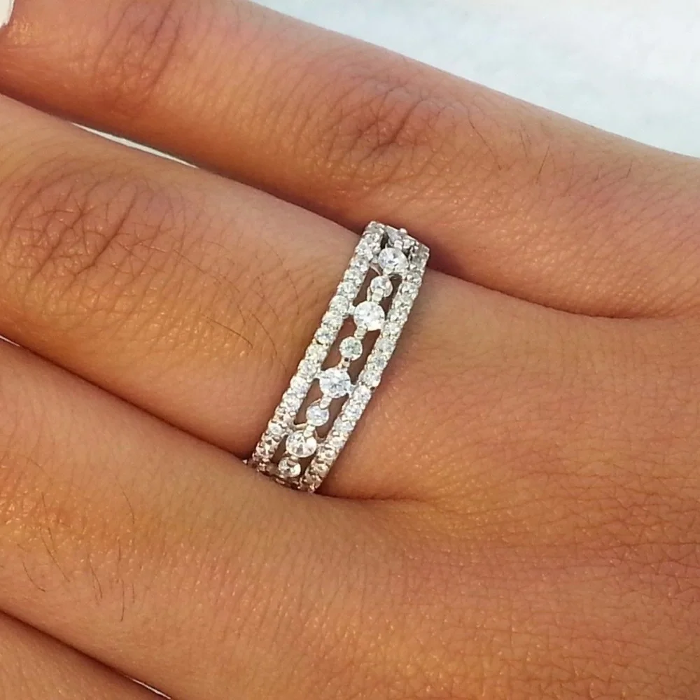 New 14k Solid White Gold 0.75 Ct. Wedding Band Ring